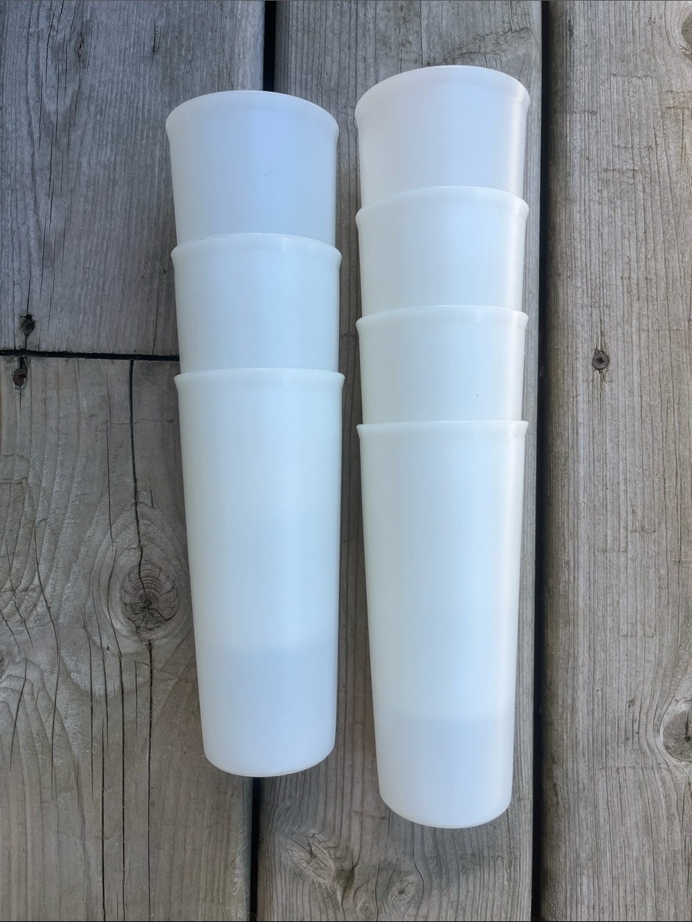 Vintage Tupperware Frosted White Stackable Tumblers - Set of 7